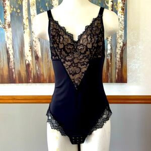 Black Lace Trim Bodysuit